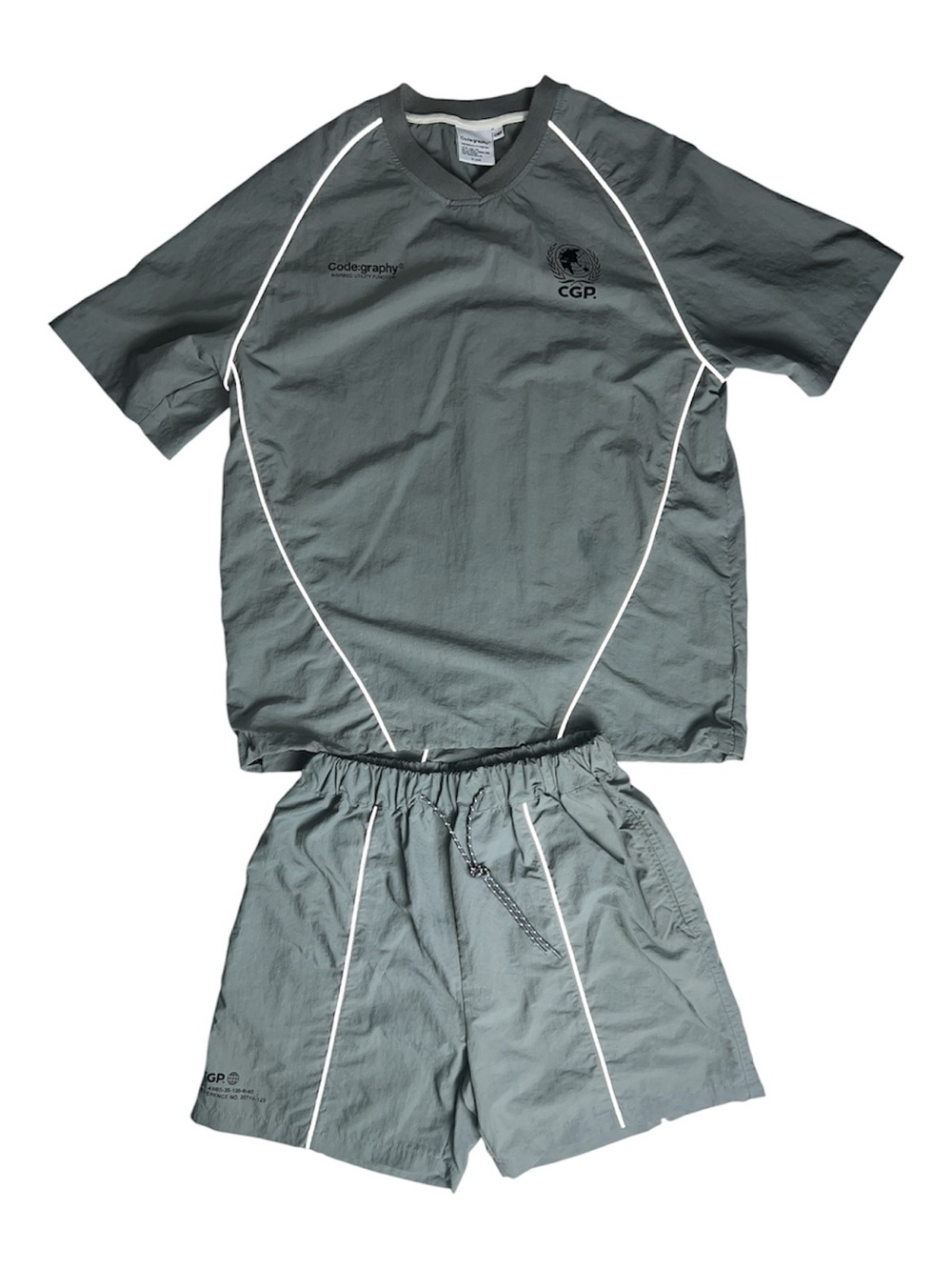 CGP Gray Athletic Short Set with reflective Piping